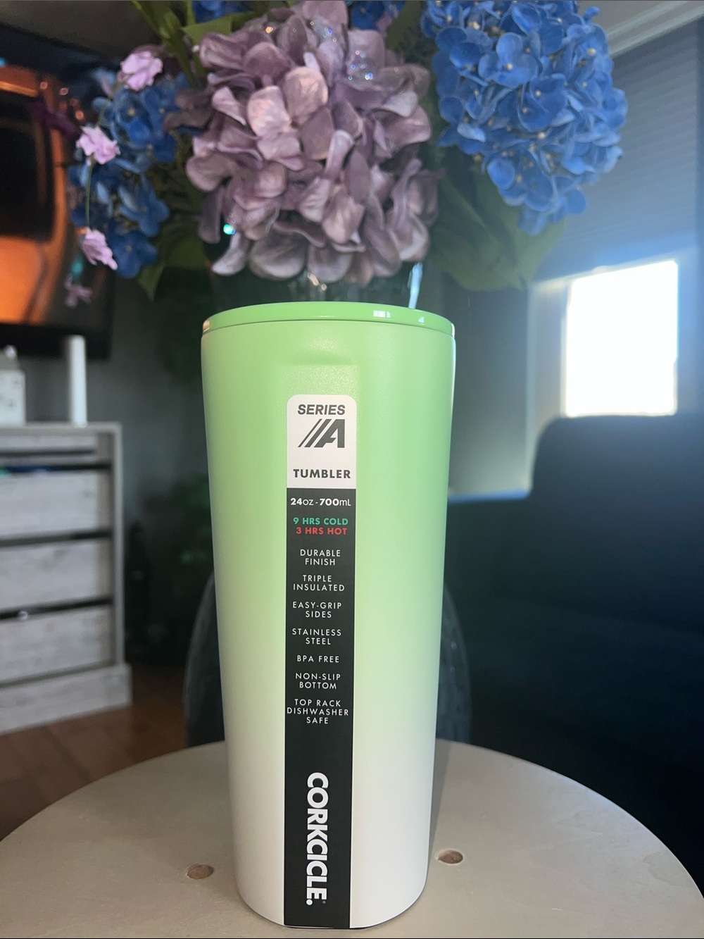 🍈NWT Corkcicle Series A Tumbler Honeydew Lime Green White Ombre 🍈